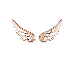 Rose Gold Angel Wing Stud Earrings