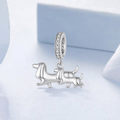 Mother Dachshund & Puppy Pendant Charm