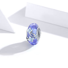 Blue Flower Glass Bead