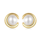 Gold Pearl Stud Earrings