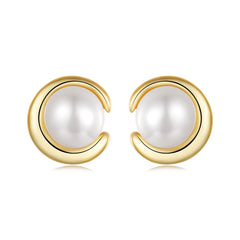 Gold Pearl Stud Earrings