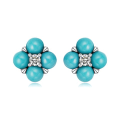 Turquoise Clover Stud Earrings