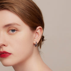 Squared Black Hoop Earrings