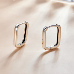 Squared Silver Hoop Earrings