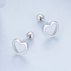 Simple Silver Heart Stud Earrings