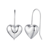 Silver Heart Drop Earrings