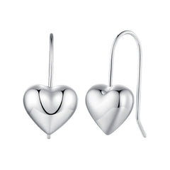 Silver Heart Drop Earrings