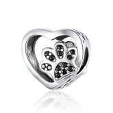 Black Paw Heart Charm