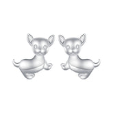 Silver Chihuahua Stud Earrings