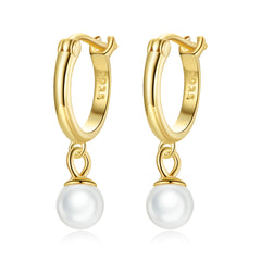 Gold Hoop With Pearl Drop Earrings