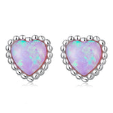 Opal Heart Stud Earrings