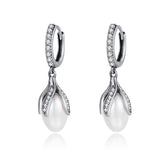 Glam Pearl & CZ Drop Earrings