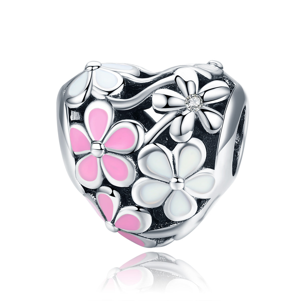 Pink Flowers Heart Charm NZ | Lullaboo