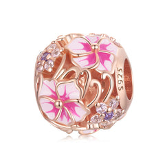 Cherry Blossom Rose Gold Flower Charm
