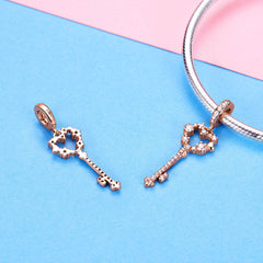 Rose Gold Key Dangle Charm