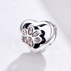 Pink Paw Heart Charm - Lullaboo