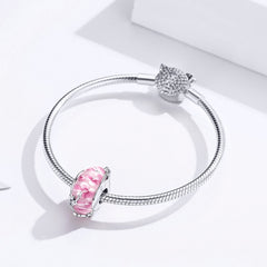 Pink Flower Glass Bead