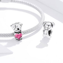 Cute Puppy Love Heart Charm - Lullaboo