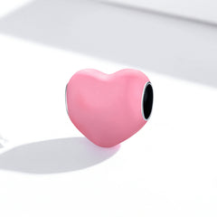 Pink Enamel Heart Charm