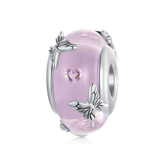 Pink Butterfly Glass Bead