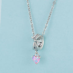 Bow & Pink Heart Charm