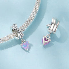 Bow & Pink Heart Charm