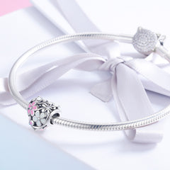 Pink Flower Hearts Charm - Lullaboo