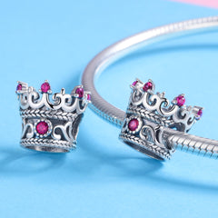 Crown with Pink Jewels Charm