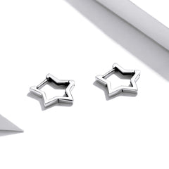 Silver Star Hoop Earrings - Lullaboo
