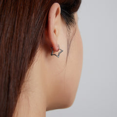 Silver Star Hoop Earrings - Lullaboo