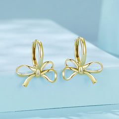 Gold Dangly Bow Earrings