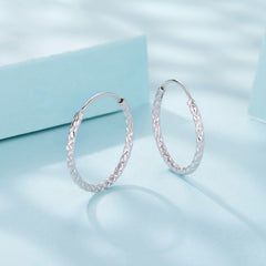 Carved Floral Hoop Earrings