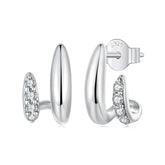 Geometric Double Layer CZ Stud Earrings