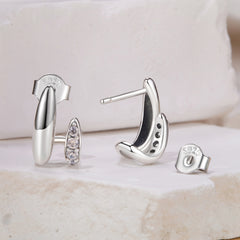 Geometric Double Layer CZ Stud Earrings