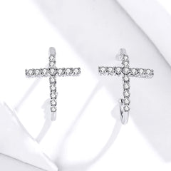 Silver & CZ Cross Earrings - Lullaboo
