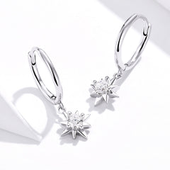 Silver Star Dangly Earrings
