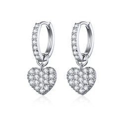 CZ Heart Drop Earrings