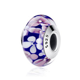 Purple Flowers Glass Bead