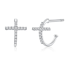 Silver & CZ Cross Earrings - Lullaboo