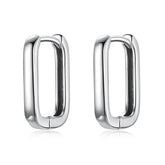 Squared Silver Hoop Earrings