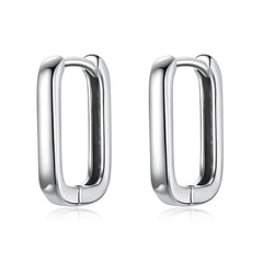 Squared Silver Hoop Earrings