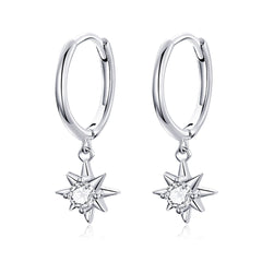 Silver Star Dangly Earrings