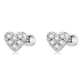 Petite CZ Heart Stud Earrings