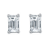 Emerald Cut Moissanite Stud Earrings