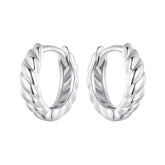 Twisted Silver Hoop Earrings