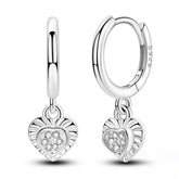 Silver Heart Drop Earrings