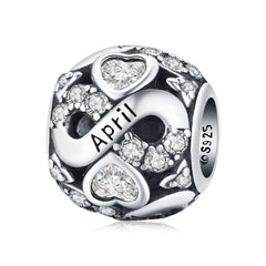 April Infinity Birthstone Charm