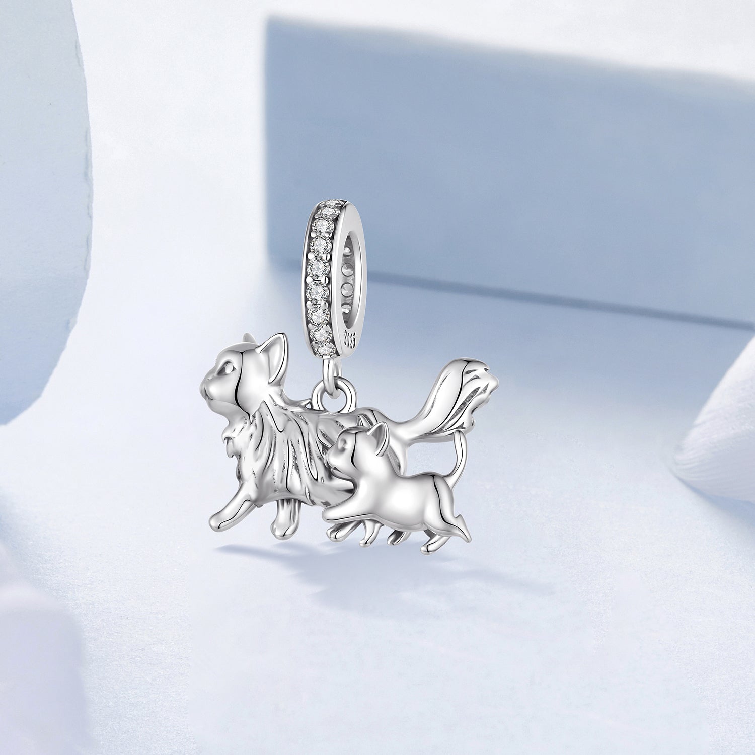 Mother Cat & Kitten Pendant Charm