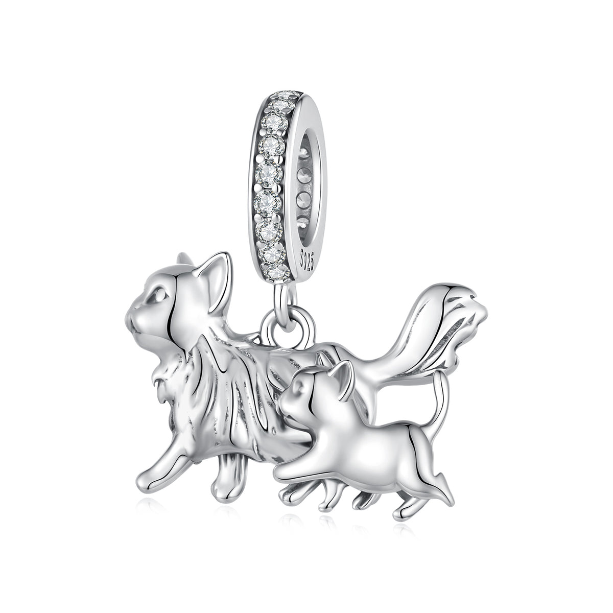 Mother Cat & Kitten Pendant Charm