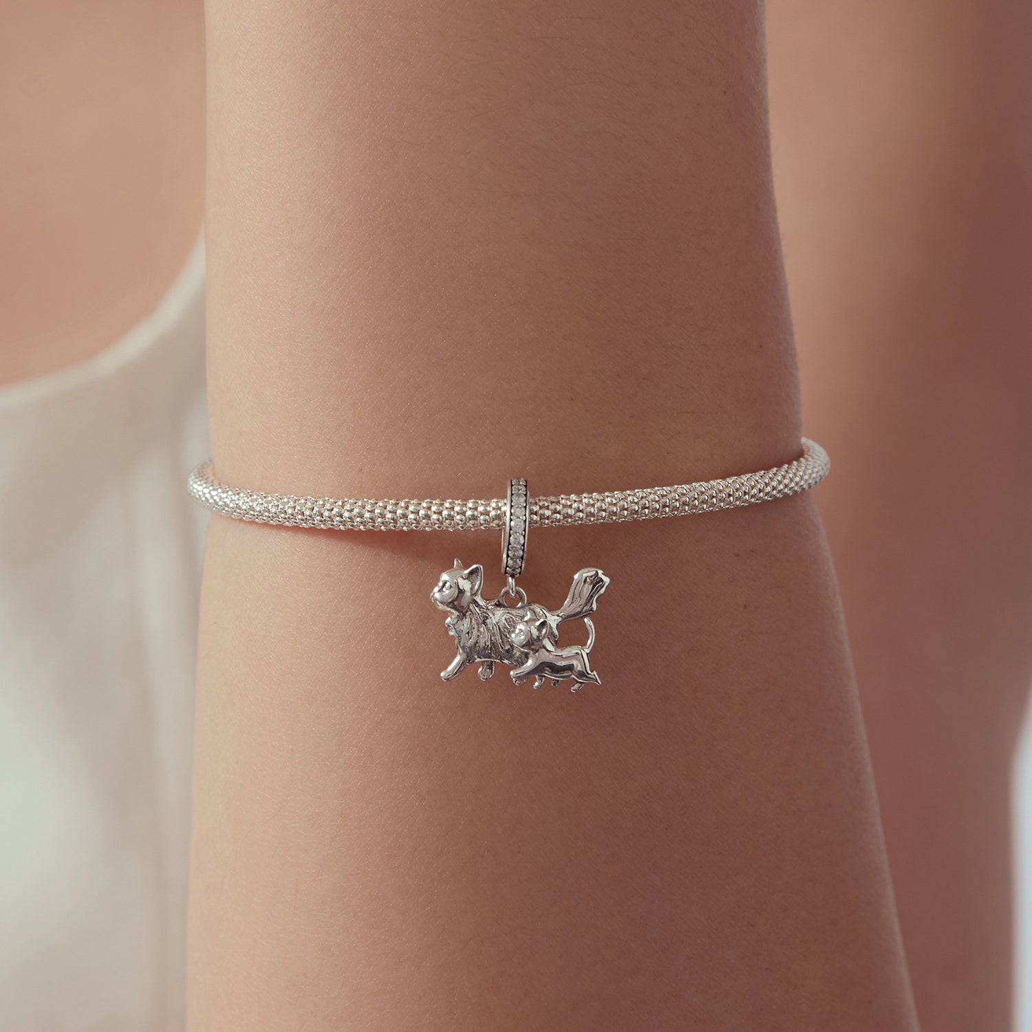 Mother Cat & Kitten Pendant Charm